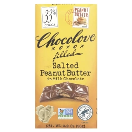 Chocolove, Арахисовая паста с начинкой в молочном шоколаде, 33% какао, 90 г (3,2 унции)