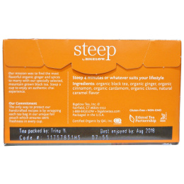 Bigelow, Steep, Organic  Chai Black Tea, 20 Tea Bags, 1.60 oz (45 g)