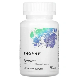 Железо с кофакторами, Ferrasorb, Thorne Research, 60 капсул