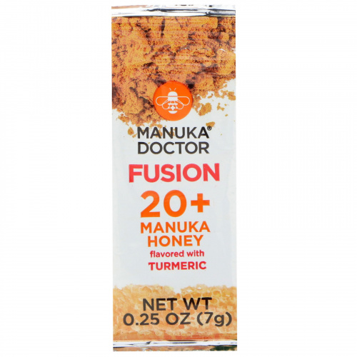 Manuka Doctor, Fusion 20+ Manuka Honey, Flavored with Turmeric, 24 Sachets, .25 oz (7 g) Each