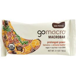 GoMacro, Макробатончик Macrobar, Увеличение силы, Банан + миндальное масло, 12 батончиков по 65 г (2.3 oz)