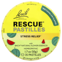 Bach, Rescue® Pastilles, для снятия стресса, арбуз, 35 пастилок, 50 г (1,7 унции)