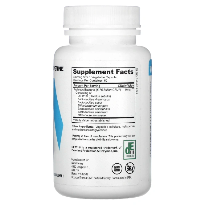 Swolverine, Probiotix, 60 капсул