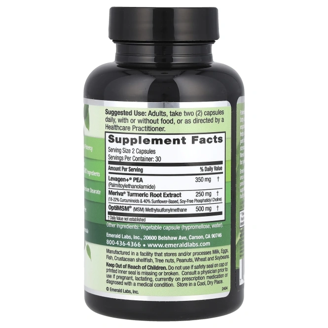 Emerald Laboratories, Levagen+® Pea+ with Enhanced LipiSperse®, 60 Vegetable Capsules