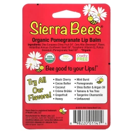 Sierra Bees, Органические бальзамы для губ, гранат, 4 в упаковке, 4,25 г (0,15 унц.) каждый