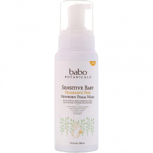 Babo Botanicals, Sensitive Baby, моющее пенное средство для новорожденных, не содержит отдушек, 9 ж. унц. (266 мл)