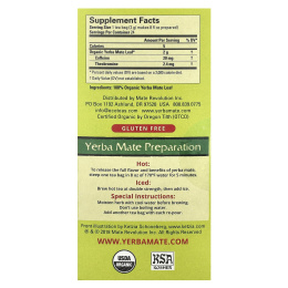 EcoTeas, йерба мате, «зеленая энергия», без копчения, 24 чайных пакетика, 48 г (1,7 унции)