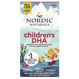 Nordic Naturals, Для детей, ДГК, клубника, 360 мягких мини-таблеток