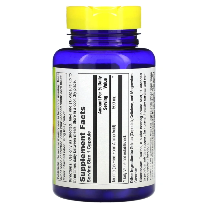 Nature's Life, таурин, 500 мг, 100 капсул
