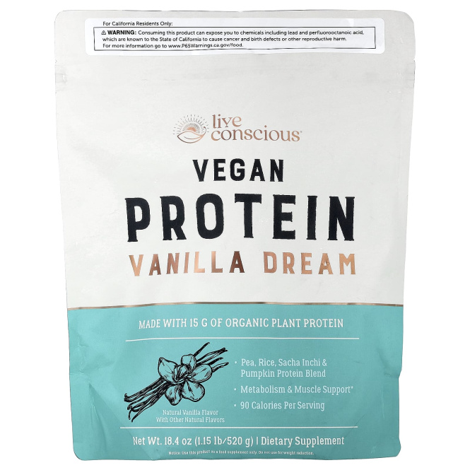 Live Conscious, Vegan Protein, Vanilla Dream, 520 г (1,15 фунта)