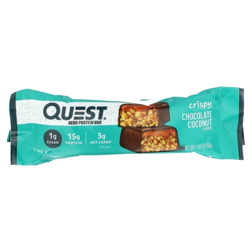 Quest Nutrition, Протеиновый батончик Quest Hero с хрустящим шоколадом и кокосом 12 батончиков
