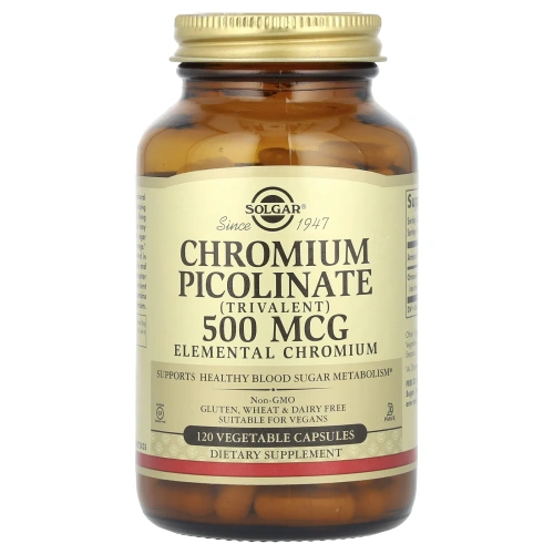 Пиколинат хрома Solgar Chromium Picolinate 500 мкг, 120 растительных капсул
