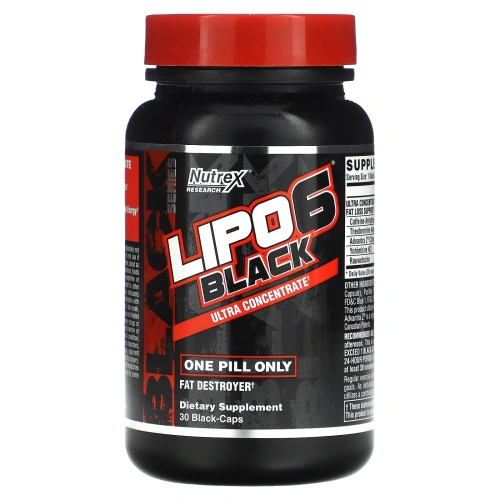 Nutrex Research, Lipo-6 Black, ультраконцентрат, 30 черных капсул