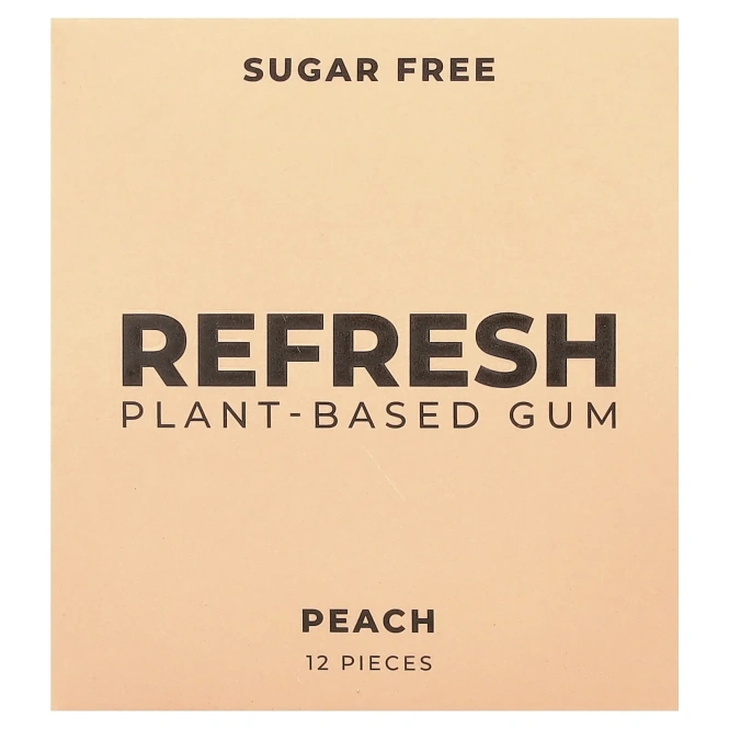 Refresh Gum, растительная жевательная резинка, со вкусом персика, 12 шт.