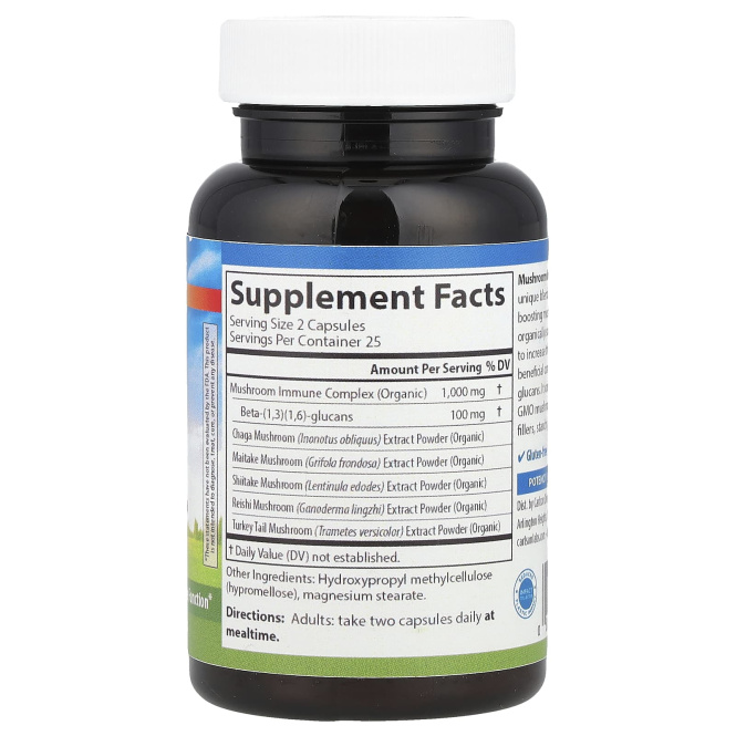 Carlson, Органическая смесь для иммунитета грибов, 50 вегетарианских капсул