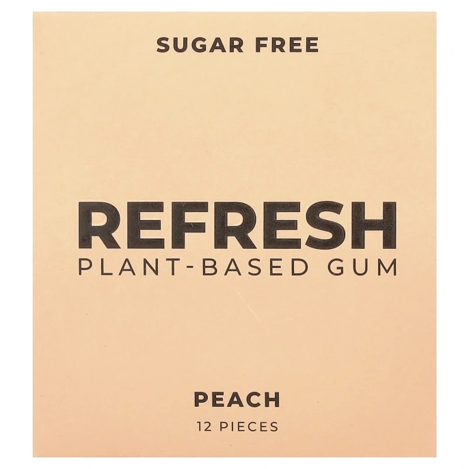 Refresh Gum, растительная жевательная резинка, со вкусом персика, 12 шт.