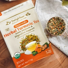 DelighTeas, Аюрведический травяной чай с куркумой, рассыпчатая смесь, без кофеина, 113 г (4 унции)