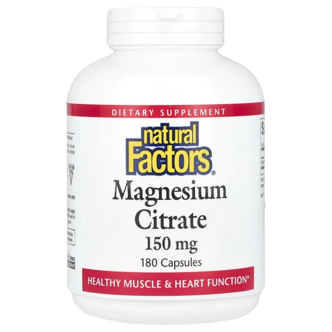 Natural Factors, Магния цитрат, 150 мг, 180 капсул