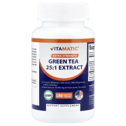 Vitamatic, зеленый чай, экстракт 25:1, 180 растительных капсул