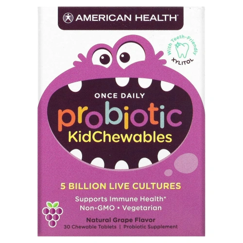 American Health, Probiotic KidChewables, Natural Grape Flavor, 5 Billion Live Culture, 30 Chewable Tablets