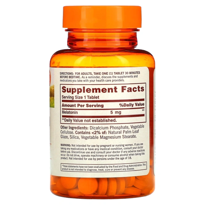 Sundown Naturals, Мелатонин, Супер сила, 5 мг, 90 таблеток
