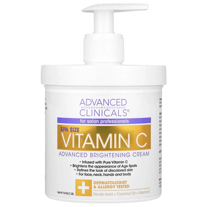Advanced Clinicals, осветляющий крем с витамином С, улучшенная формула, 454 г (16 унций)