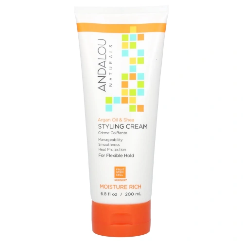 Andalou Naturals, Крем для укладки волос, аргановое масло и масло ши, насыщение влагой, 6,8 жидких унций (200 мл)
