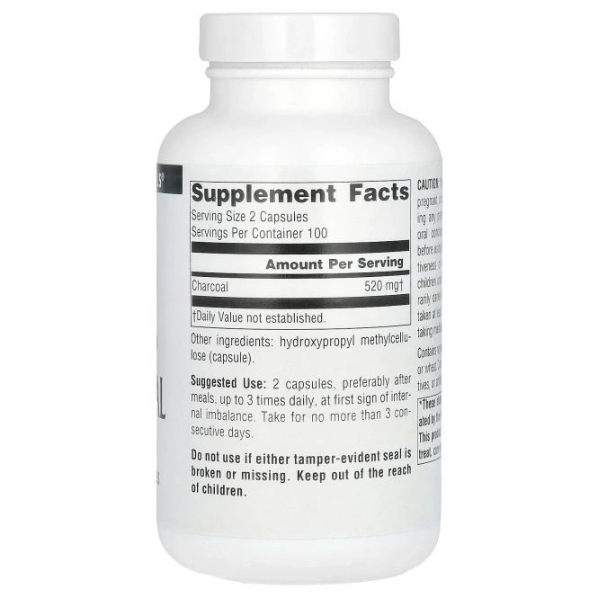 Source Naturals, Древесный уголь, 260 мг, 200 капсул