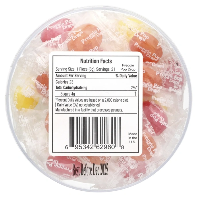 Three Lollies, Драже Preggie Pop, кислые фрукты, 21 шт