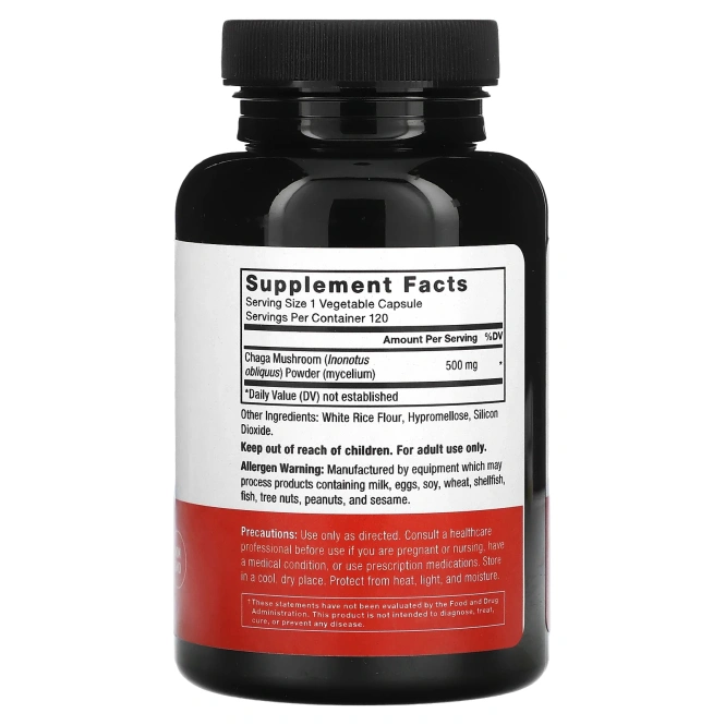 Force Factor, чага, 500 мг, 120 растительных капсул