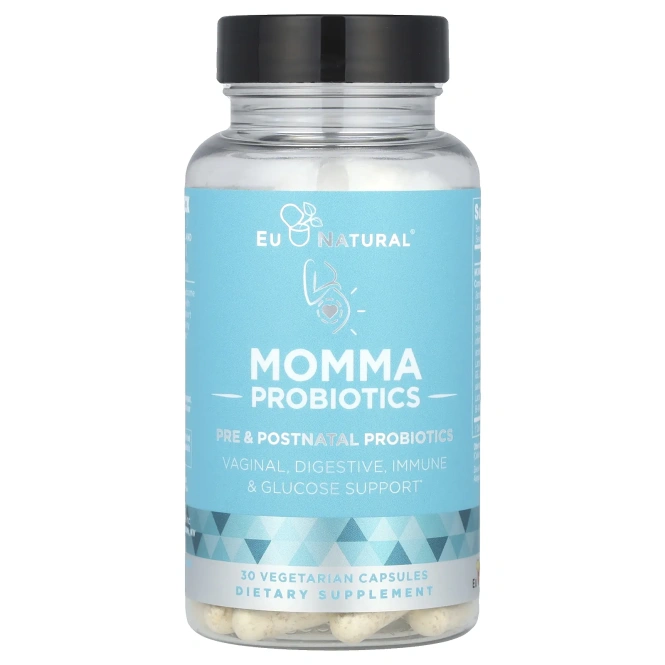 Eu Natural, Momma Probiotics, пре- и послеродовые пробиотики, 30 вегетарианских капсул