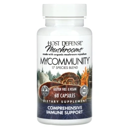 Host Defense, MyCommunity, мультикомплекс из 17 видов грибов, 60 вегетарианских капсул