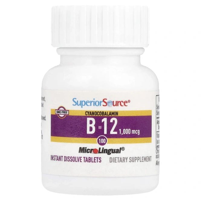 Superior Source, MicroLingual, цианокобаламин B12 1000 мкг, 100 таблеток