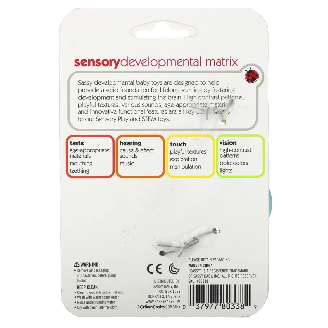 Sassy, Inspire The Senses®, цветочная погремушка для прорезывания зубов, для детей от 3 месяцев, 1 штука