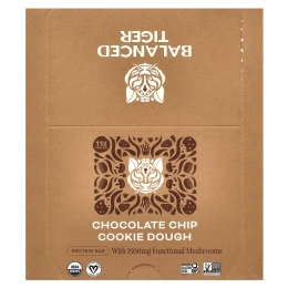 Balanced Tiger, протеиновый батончик, тесто для печенья с шоколадной крошкой, 12 батончиков по 44 г (1,55 унции)