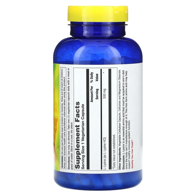 Nature's Life, L-лизин, 500 мг, 250 растительных капсул