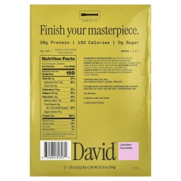 David Protein, Protein Bar, Cake Batter, 12 Bars, 2.19 oz (62 g) Each