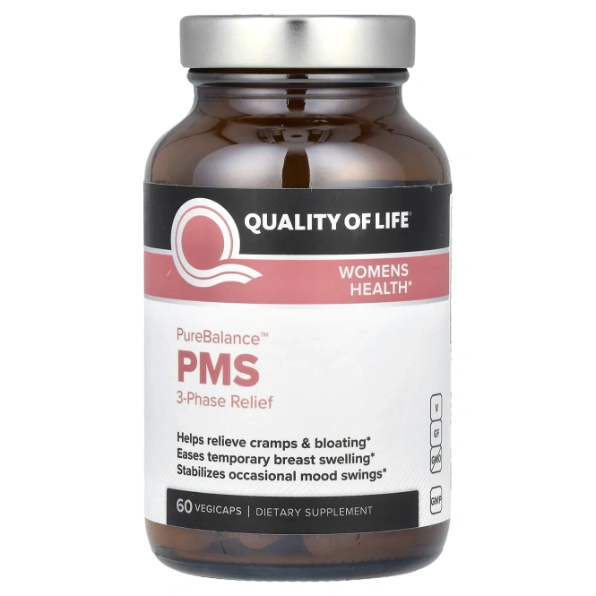 Quality of Life, PureBalance PMS 3-Phase Relief, 60 растительных капсул