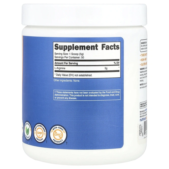 Nutricost, L-аргинин, без добавок, 250 г (8,9 унции)