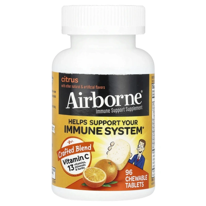 AirBorne, Оригинальная добавка для поддержки иммунитета, цитрус, 96 жевательных таблеток