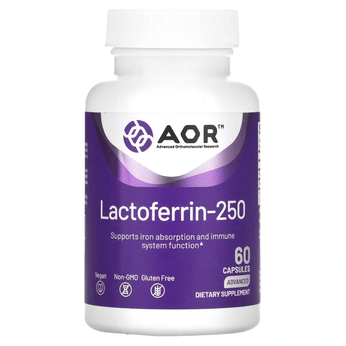 Advanced Orthomolecular Research AOR, Лактоферрин - 250, 60 растительных капсул