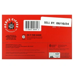 Peace Coffee, Organic Tree Hugger, темная обжарка, 12 стручков по 9,25 г (0,32 унции)
