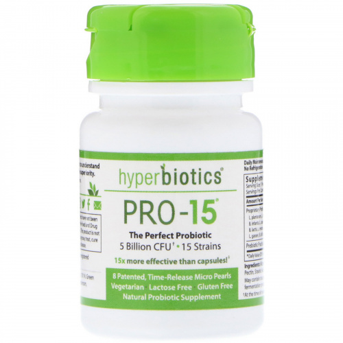 Hyperbiotics, Pro-15, Идеальный пробиотик, 5 млрд КОЕ, 8 таблеток