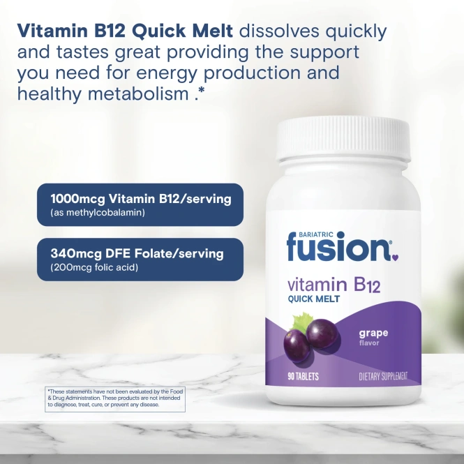 Bariatric Fusion, витамин B12, Quick Melt, со вкусом винограда, 90 таблеток