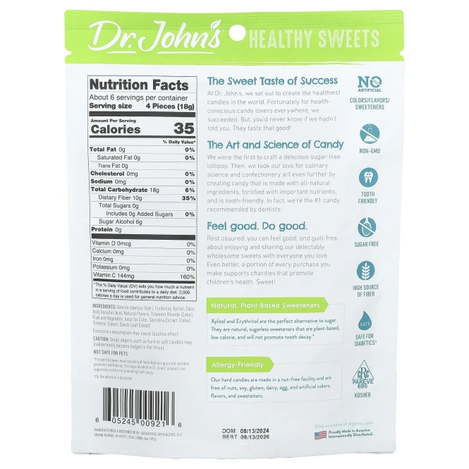 Dr. John's Healthy Sweets, Creamsicle Swirl, карамель, ежевика, голубая малина, апельсин, персик и клубника, без сахара, 109 г (3,85 унции)