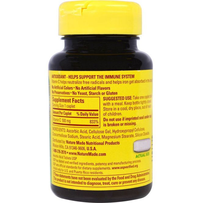 Nature Made, Vitamin C, 500 mg, 100 Caplets