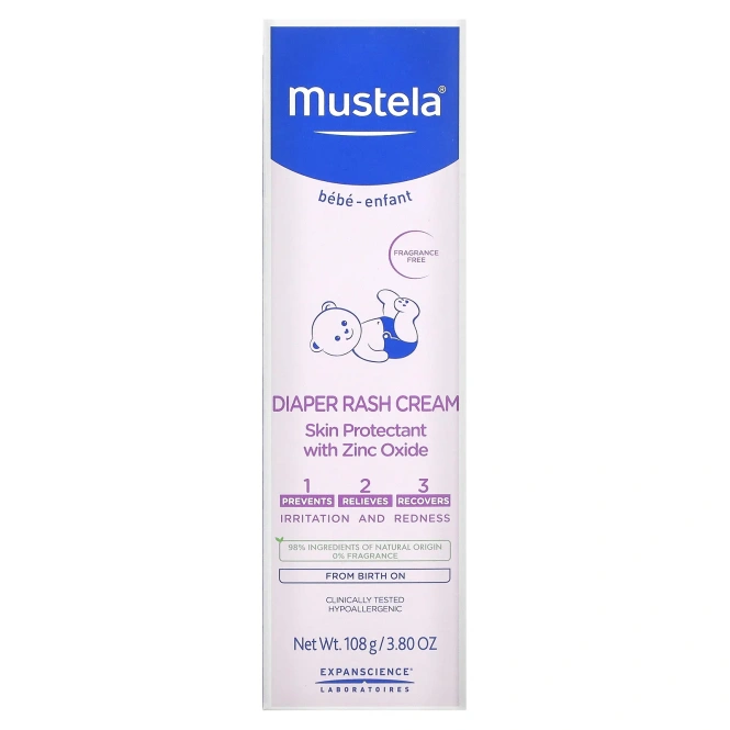 Mustela, детский крем от опрелостей «1-2-3», без отдушек, 108 г (3,80 унции)