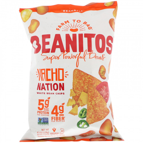 Beanitos, White Bean Chips, Nacho Nation, 4.5 oz (128 g)