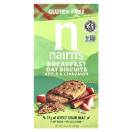 Nairn's, Овсяное печенье для завтрака, с яблоком и корицей, 160 г (5,64 унции)