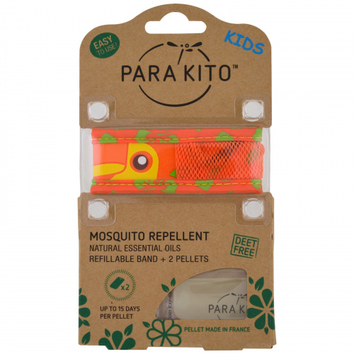 Para'kito, Репеллентная лента от комаров + 2 гранулы, детская, тукан, 3 шт.
